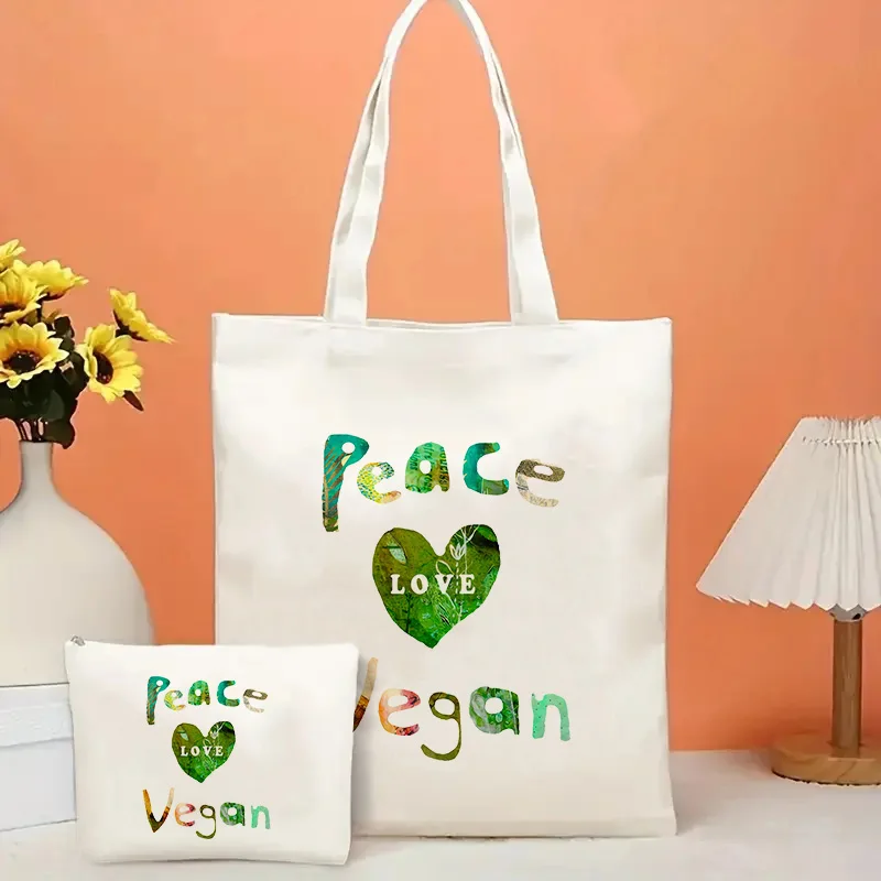 

Vegan Shoulder Bag Harajuku Woman Bag Set Makeup Bag Casual Tote Bag Shopping Handbag Pattern Printed Canvas Bag