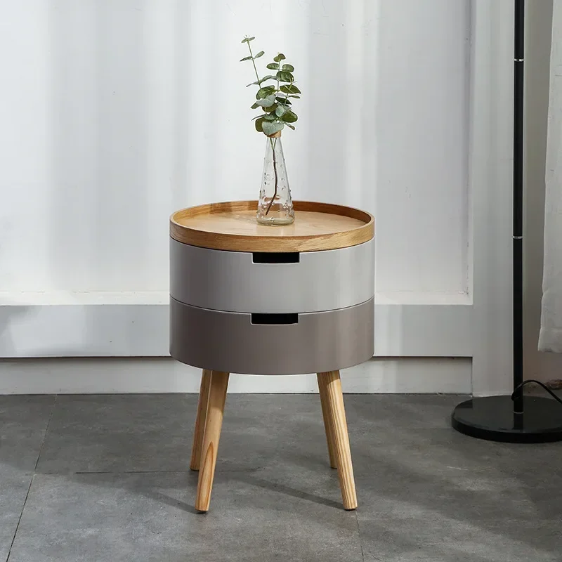 Multi-use Solid Wood Nordic Creative Coffee Table Simple Sofa Side Table Corner Bed Round Table Storage Box End Tables Desk
