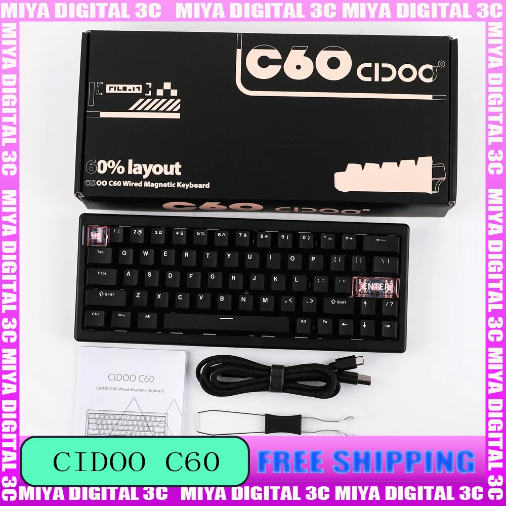 

CIDOO C60 HE 63-Key Compact Layout Hot-Swap Wired Gaming Keyboard with Hall Effect Magnetic Switch RGB Backlight 8K Polling Rate