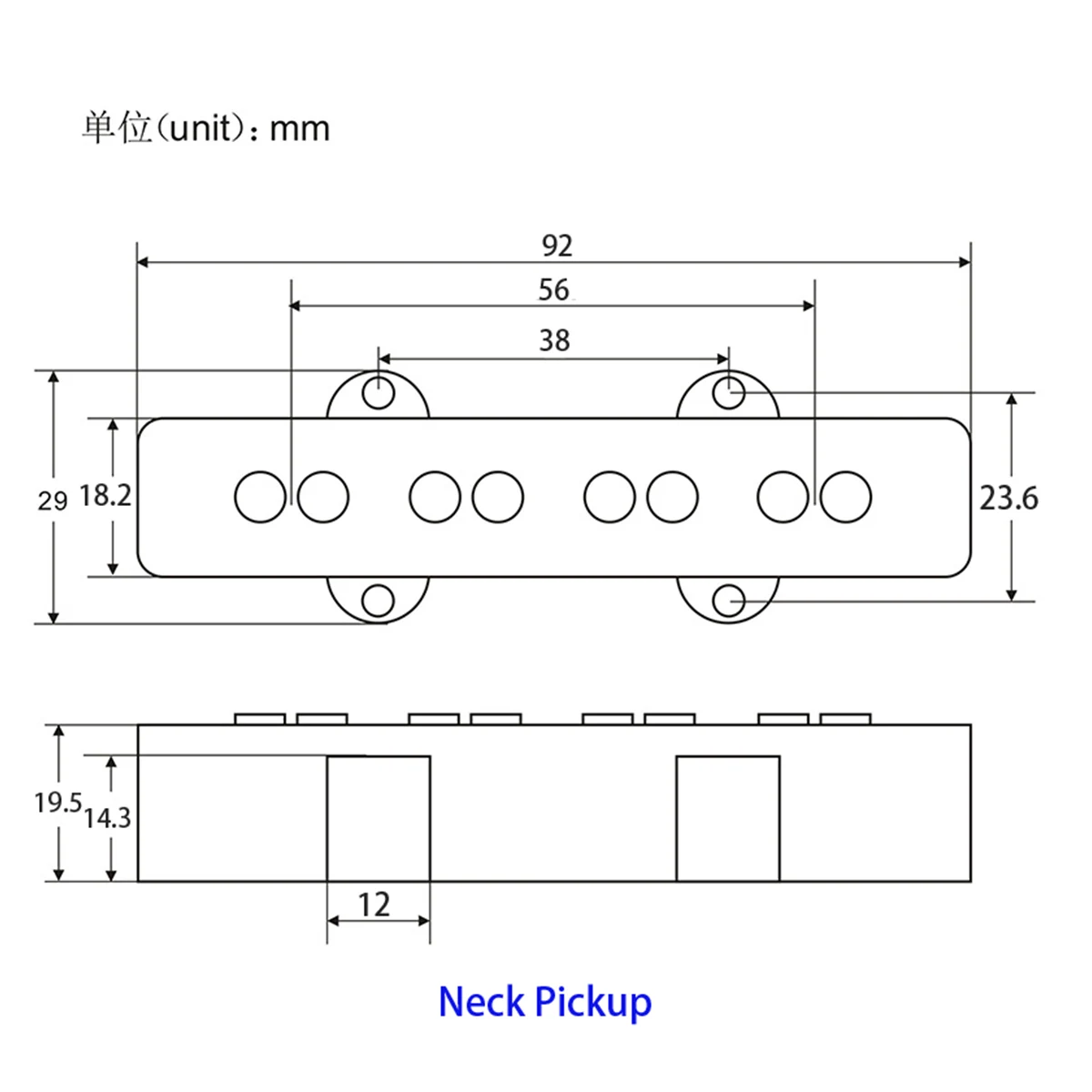 FLEOR Open Style Vintage Alnico 5  JB Bass Pickup Bridge or Neck Pickup Black for Bass Parts