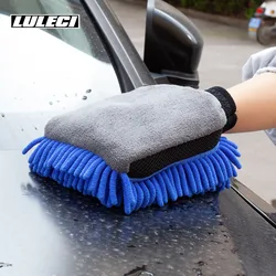 LULECI Waterproof Car Wash Microfiber Chenille Gloves Thick Car Cleaning Mitt Wax Detailing Brush Auto Care Double-faced Glove