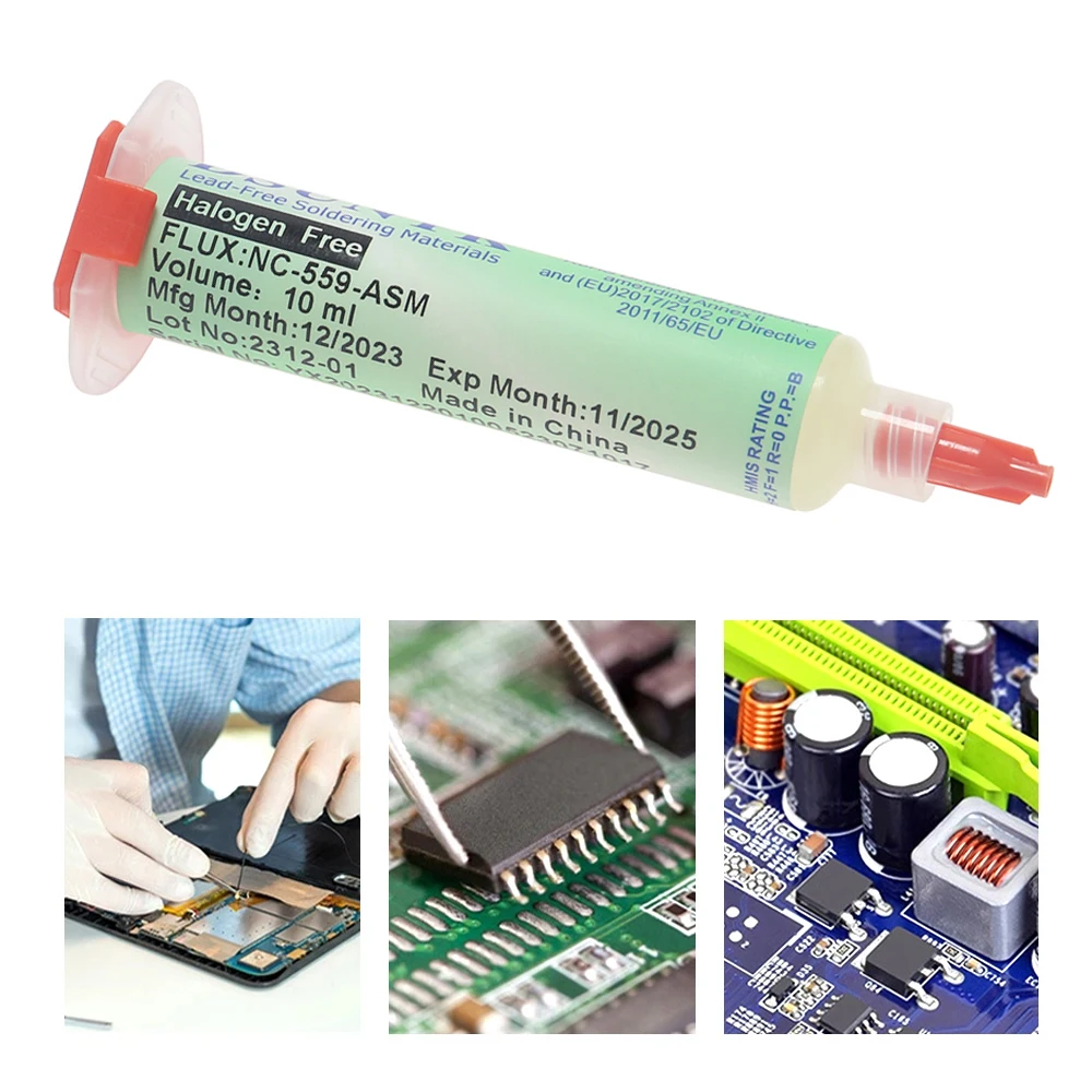 Nc-559-asm Flux Bga Balls,Liquid Solder for Soldering Syringe Solder Paste 10ml Flux for Soldering No Cleaning Welding Tools