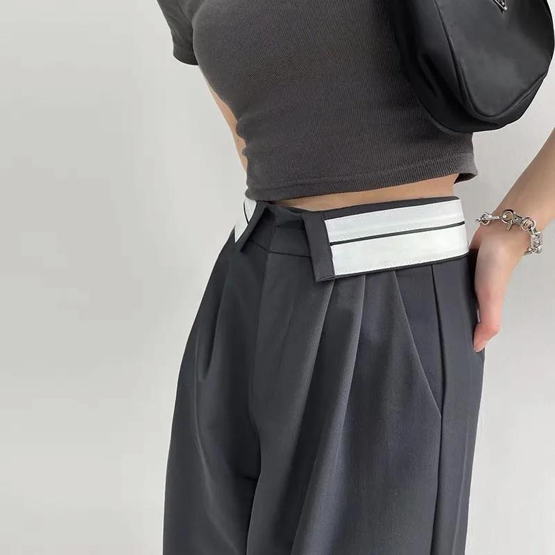 ZHISILAO Office Wear Straight Pants Vintage High Waist Suit Pants Wide Leg Trousers Baggy Korean 2022 Autumn