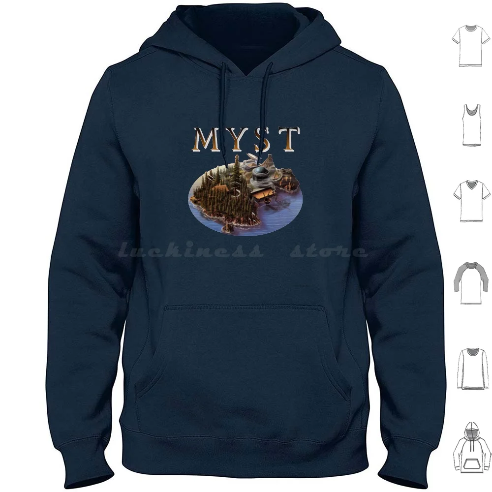 Myst Island Hoodies Long Sleeve Myst Graphic Adventure Puzzle Video Game Vintage Old Gamer Pc Classic Miller Island