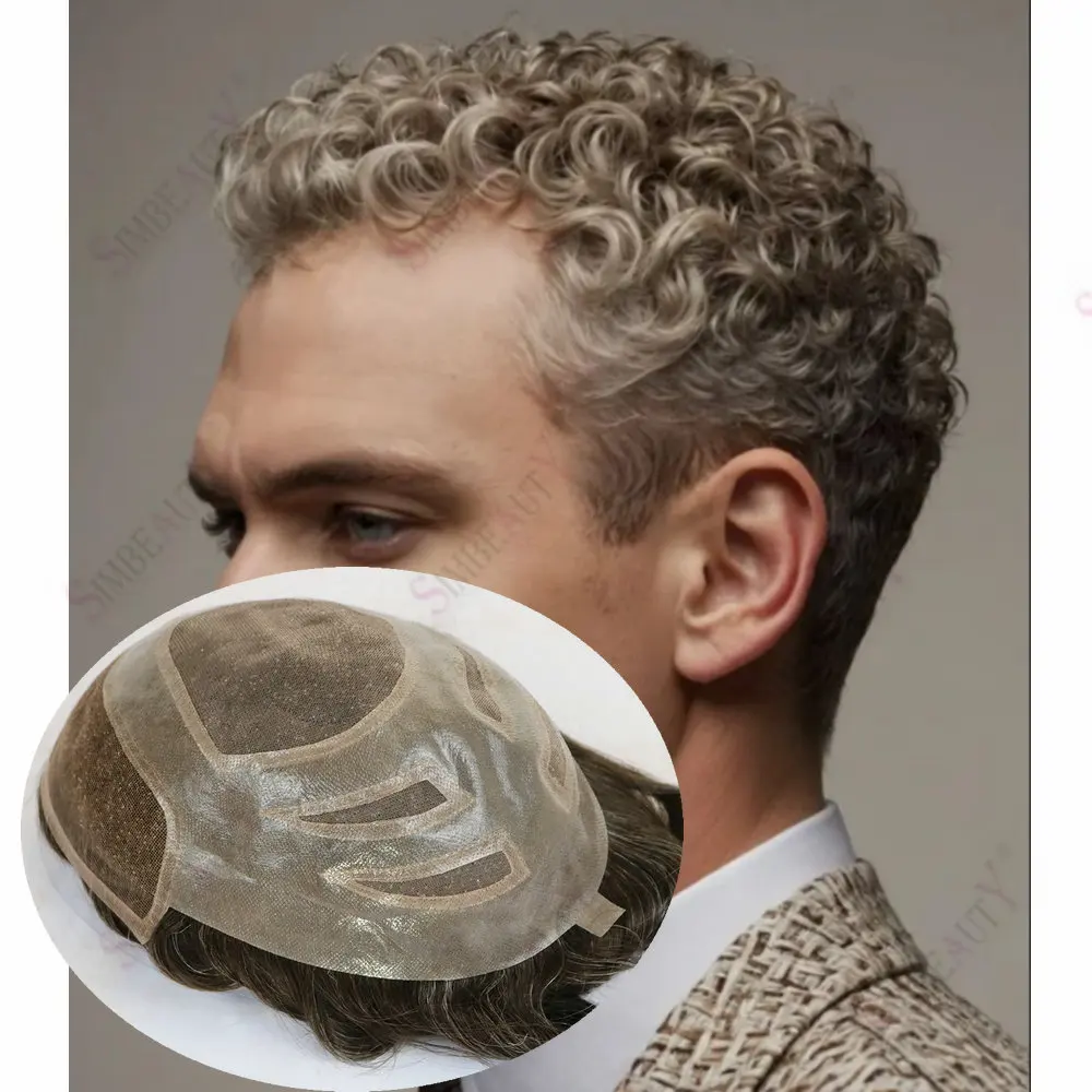 

18 мм вьющиеся ВЕРСИЛИТНЫЕ швейцарские кружевные передние и мужские парики из искусственной кожи с натуральной линией волос, мужской протез для волос 565 # Система замены человеческих волос