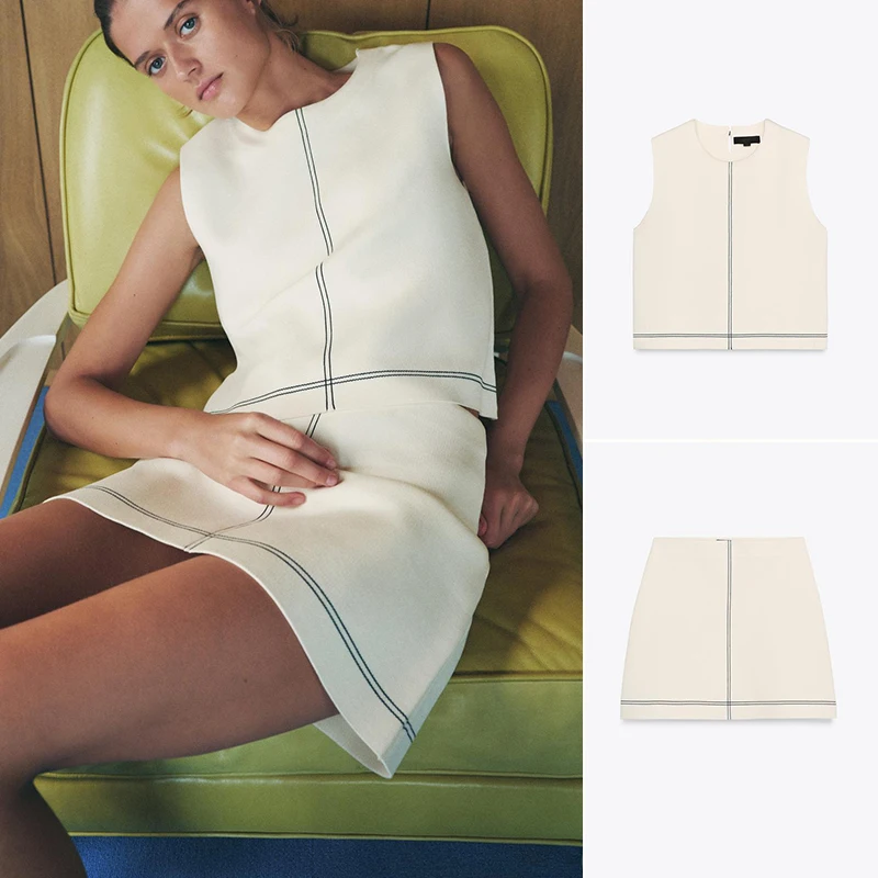 

Простая трикотажная юбка трапециевидной формы с круглым вырезом и украшением, комплект из 2 предметов, моющийся полиэстер, материал ort Sve