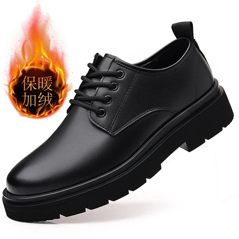 

Spring and Autumn Big Head Business Casual leather Shoes, soft-soled versatile men's leather shoes, black men's leather shoes