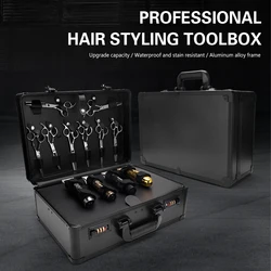 Portable Barber Hairdressing Tool Box Salon Large Capacity Professional Hair Kit Organizer Storage Display Box Lock Suitcase