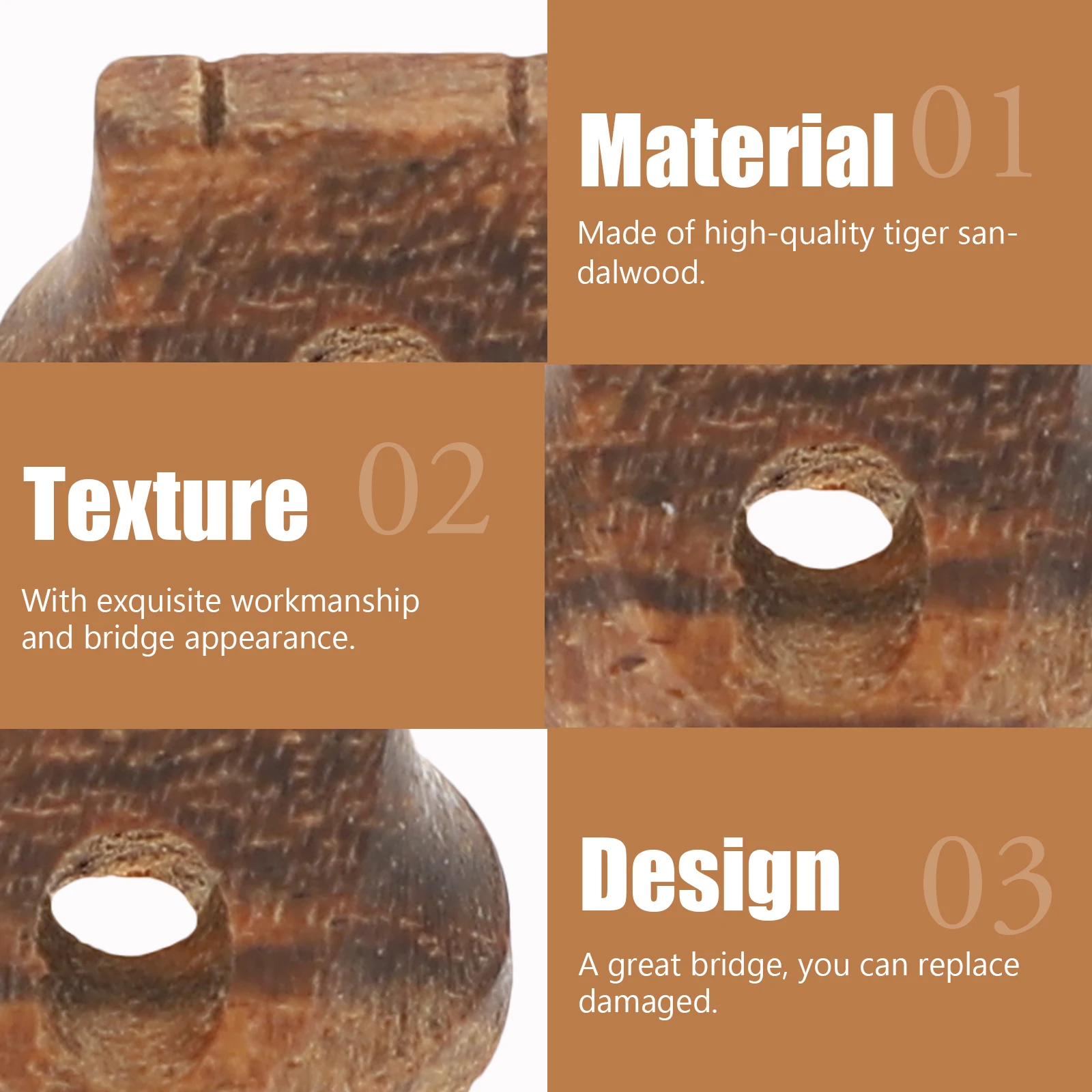 

6pcs Erhu Bridges Ebony Durable Wooden Replacement Improve Sound Quality Simple Practical Accessories For Erhu Players