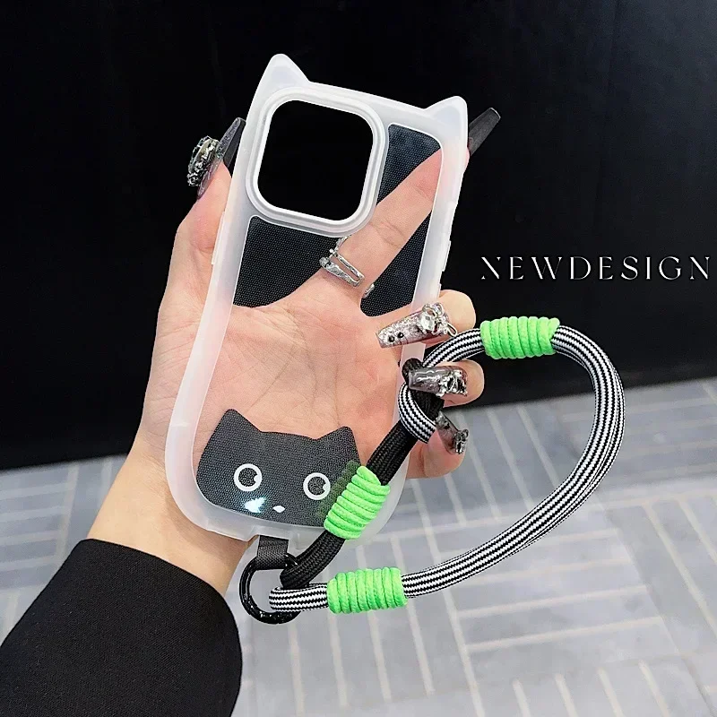 Simple and Fun Cat Card Hanging Rope for Mobile Phone