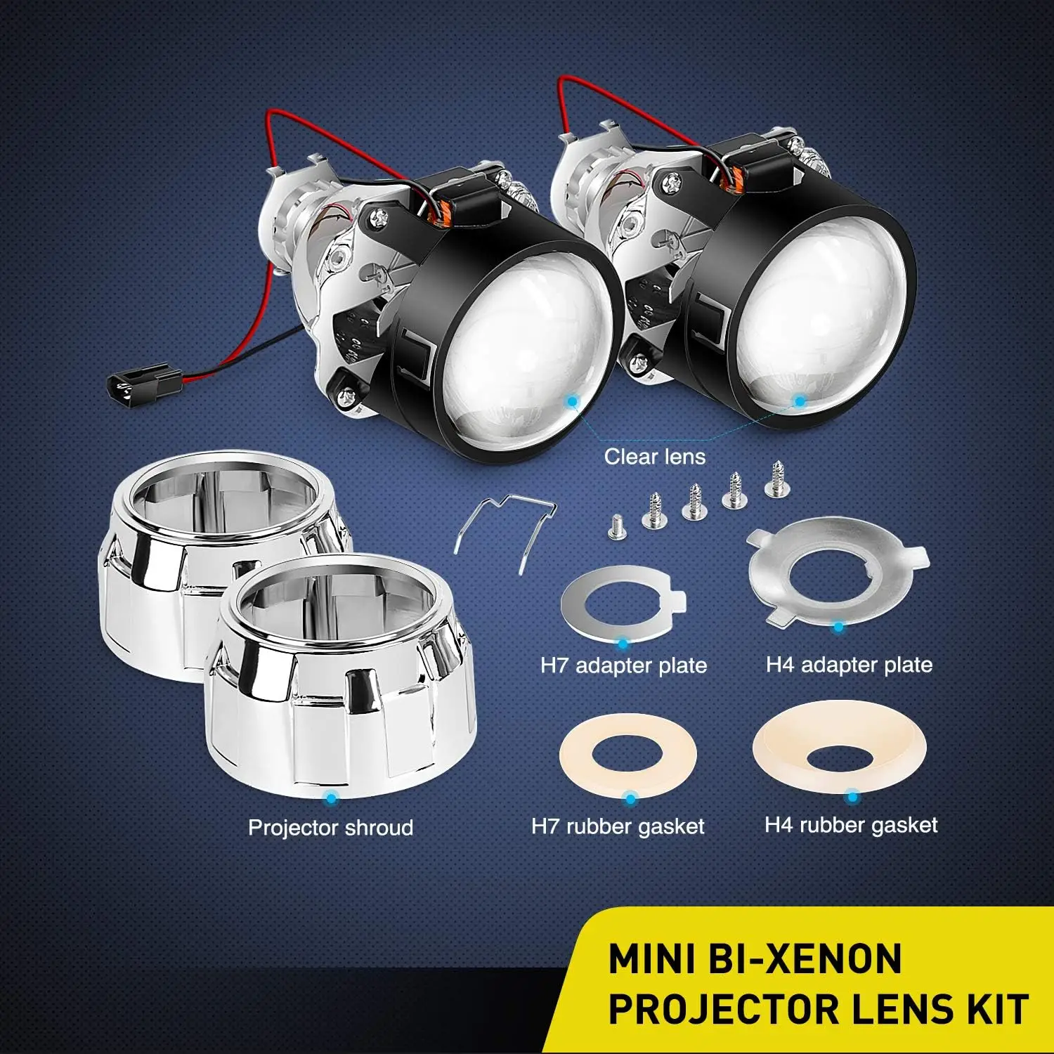 2Pcs Car Motorcycle 2.5 inch Bi-xenon Headlights With Mask Shroud Use H1 HID Blub Xenon Lamp Headlamp For H4 H7 Car Accessories