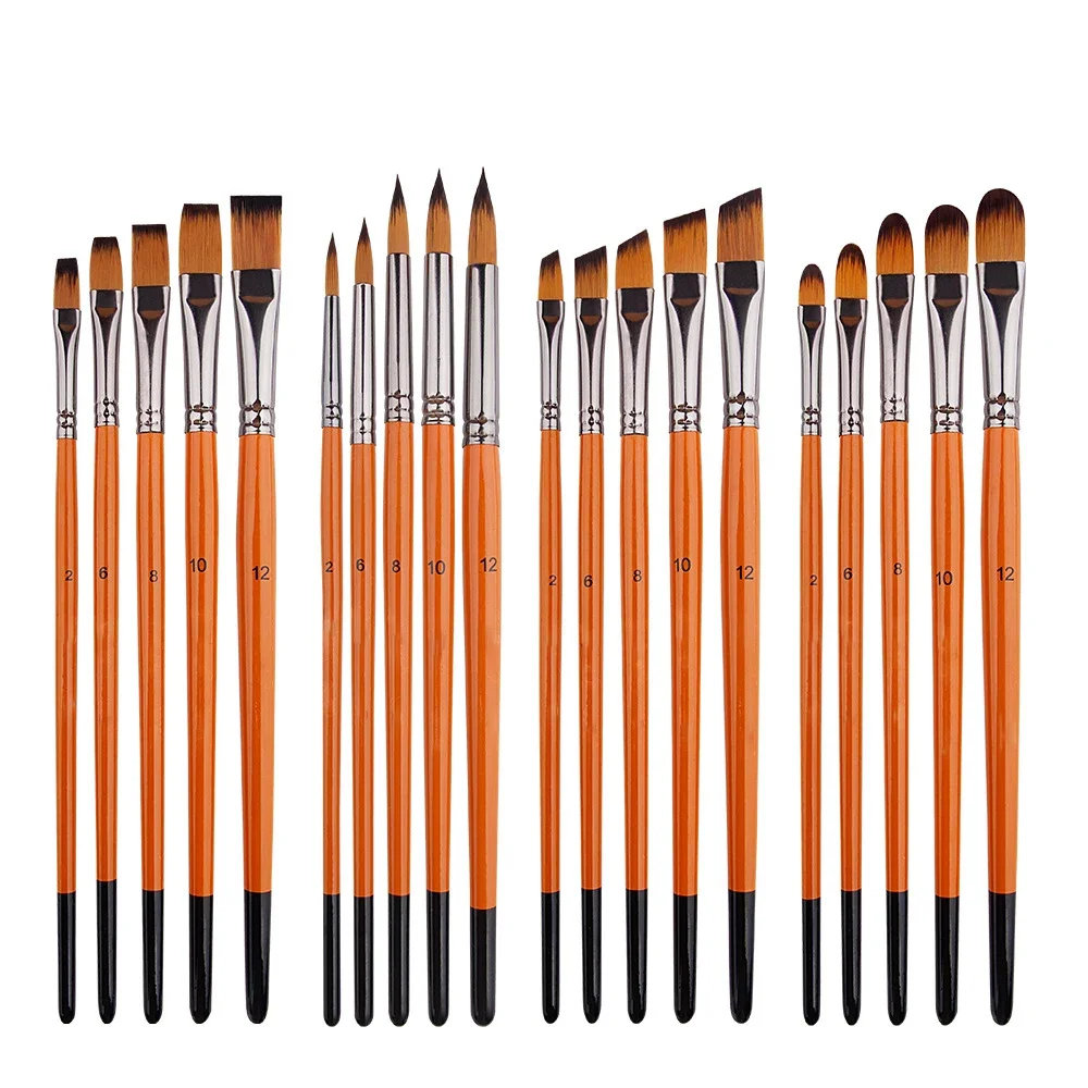 5 Pcs Set Round Head Watercolor Brush Dual Color Nylon Hair Brush Special for Art Students Painting Pigments Oil Paint Brush