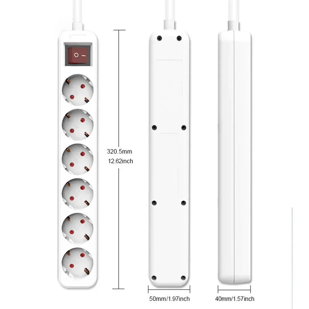 Melery Power Strip Surge Protector 3/4/5/6 AC EU presa elettrica presa adattatore di prolunga cavo prolunga cavo 1.5m