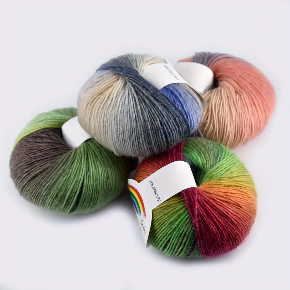 50g/pc Worsted Section-dyeing Rainbow Yarn 100% Wool Yarn for Hand Knitting and Crochet Gradual Change Color Thread 180m