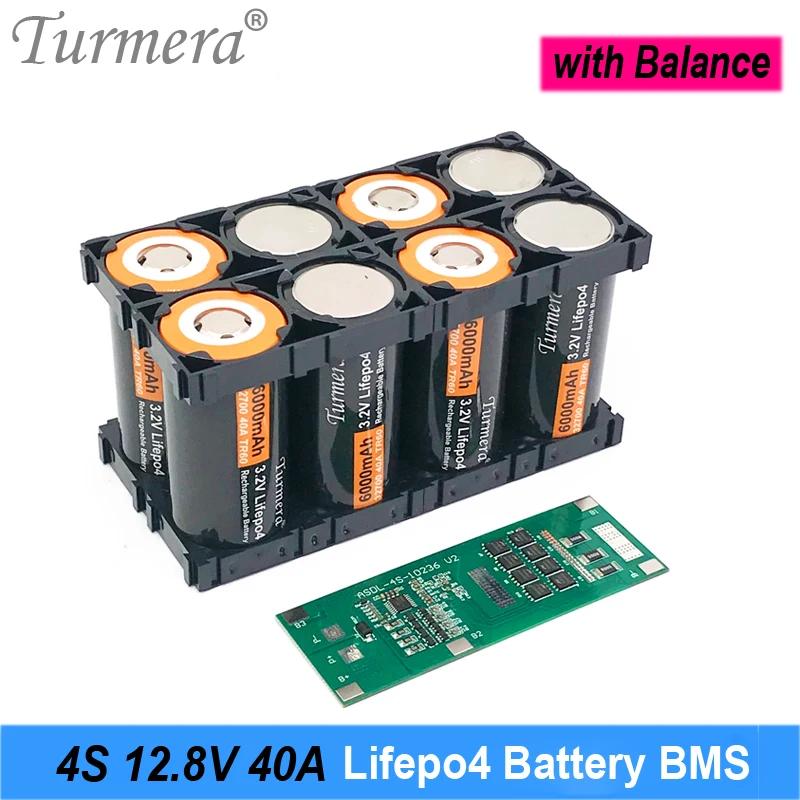 

Turmera 4S 12.8V 14.4V 40A Lifepo4 Battery BMS Balance Protect Board Use in 18650 32650 32700 33140 Lithium Iron Phosphate Cell