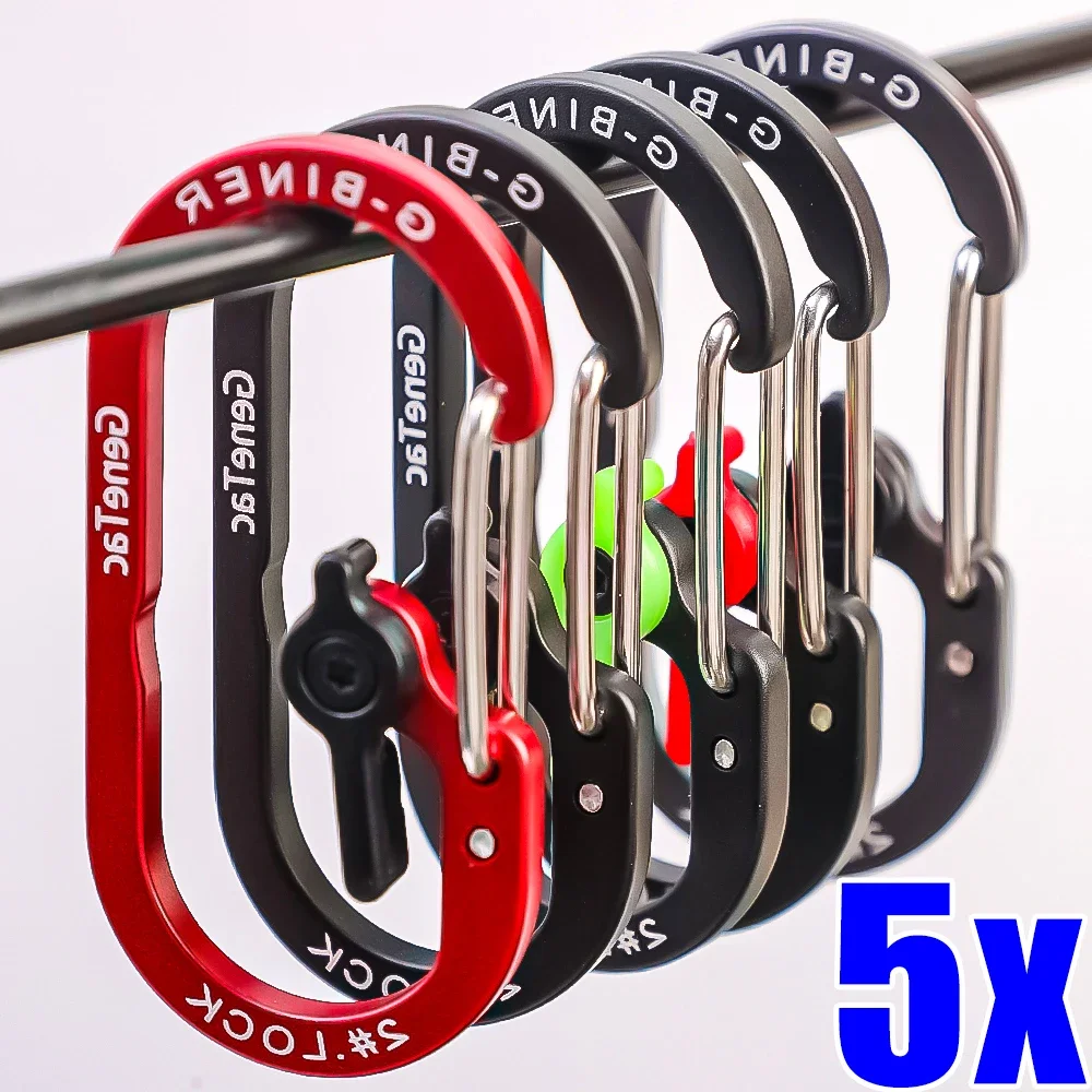 5Pcs Aluminum Alloy Mountaineering Buckle Bump Ribbon Lock Spring Wire Buckle DIY Backpack Safety Quick Hook Outdoor Safety Lock