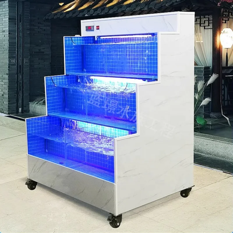 custom.Plug-and-Live Seafood Fish Supermarket Restaurant Easy-to-Install Rectangular Glass Aquarium System Liv