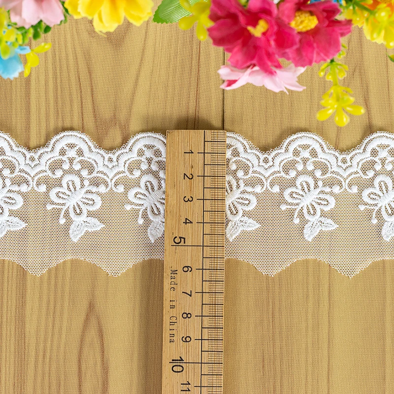 Embroidery Lace Trim, DIY Craft, Sewing Supplies, Skirt Hem Decoration Accessories, White, Beige, New Arrival, 5 Yards