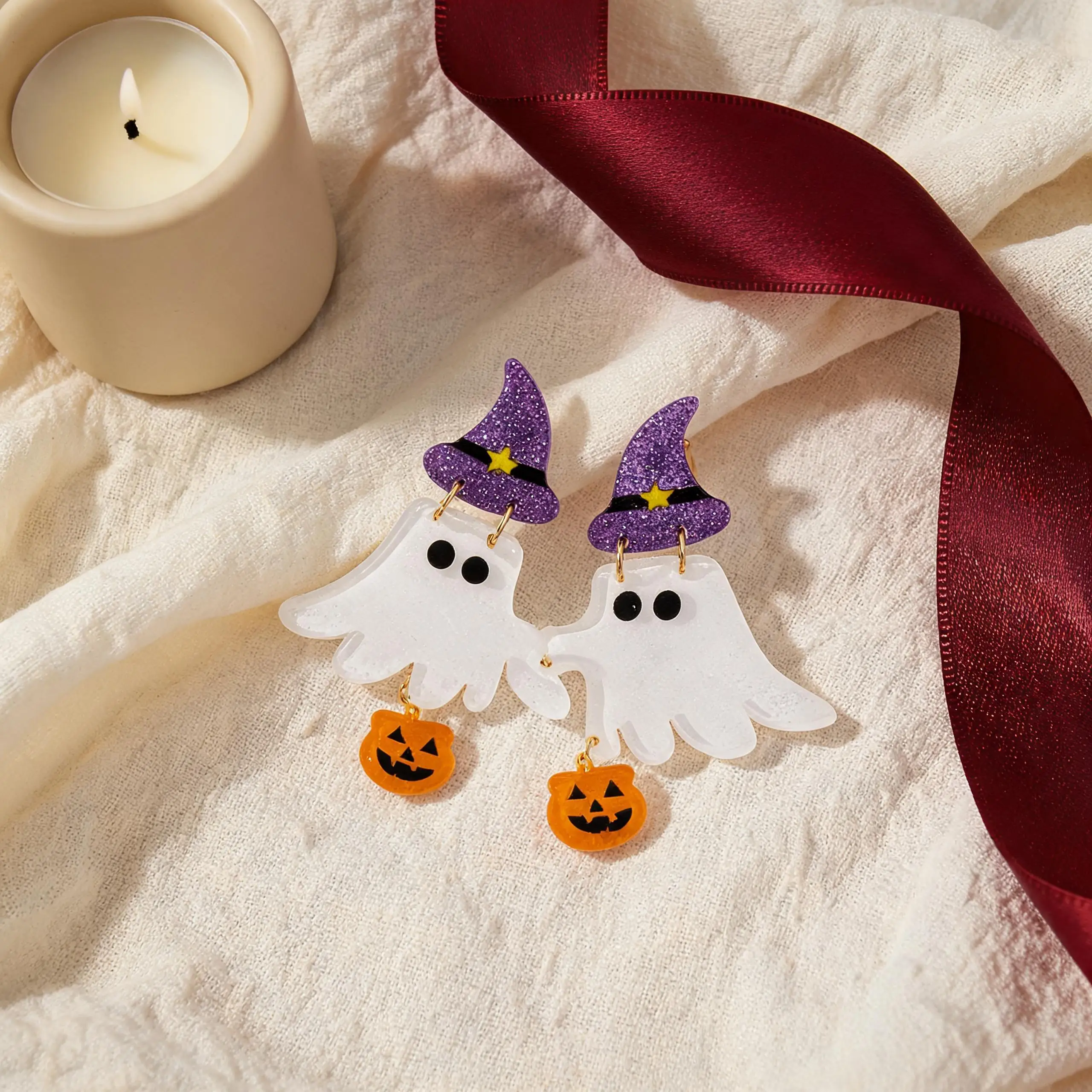 Holiday Party Earrings Lightweight Women'S Halloween Earrings Halloween Dangle Earrings Glitter For Daily Outfit Embellishment