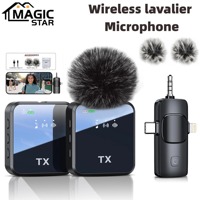 3 in1microphone for IOS/Android Wireless Lavalier Microphone, Video Recording Noise Reduction, Live Streaming Clip-on Microphone
