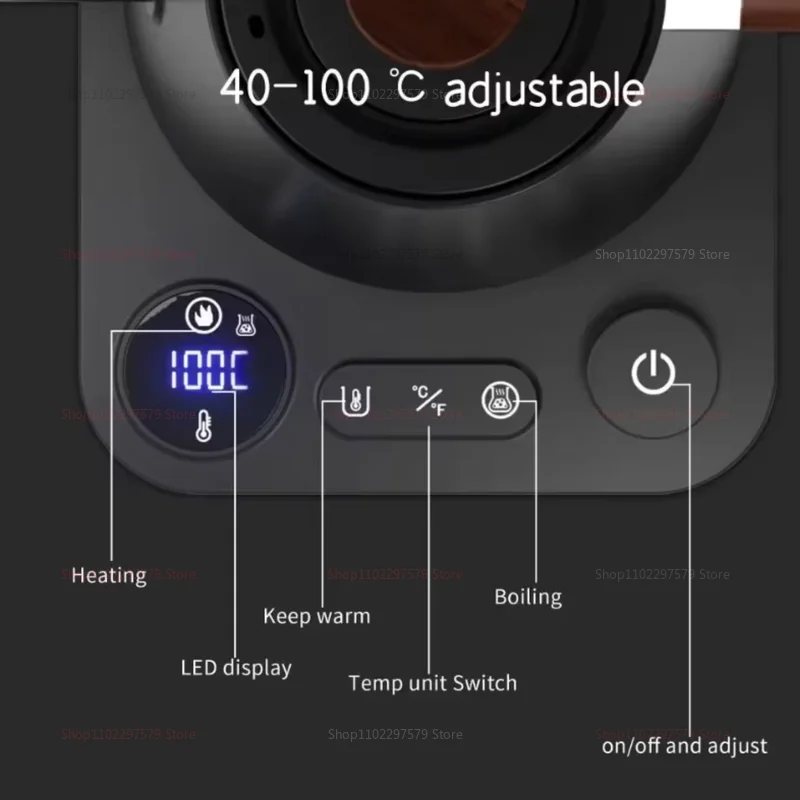 900ML Electric Gooseneck Kettle 1200W Water Boiler NTC Temperature Control LCD Display Auto Shut Off Pour Over Coffee Tea Kettle