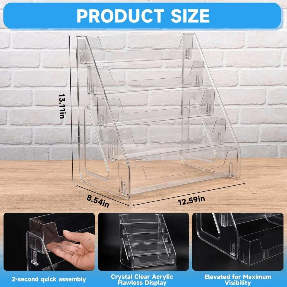 Trading Card Display Stand Vertical Holder for PSA TCG Sports Cards Clear 5 Tier 1 Pack