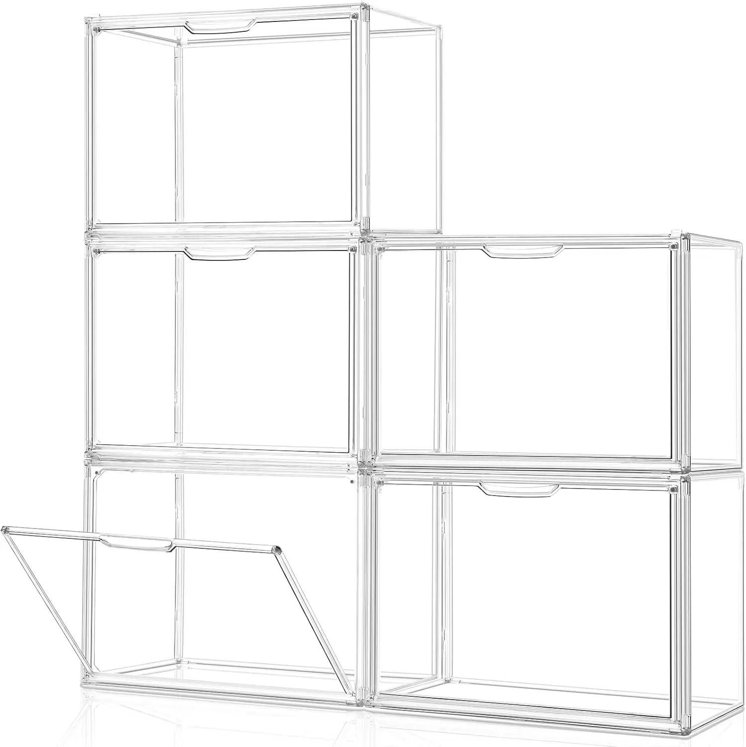 

Clear Acrylic Purse Organizer with Magnetic Door, Stackable Storage Bins for Closet and Display