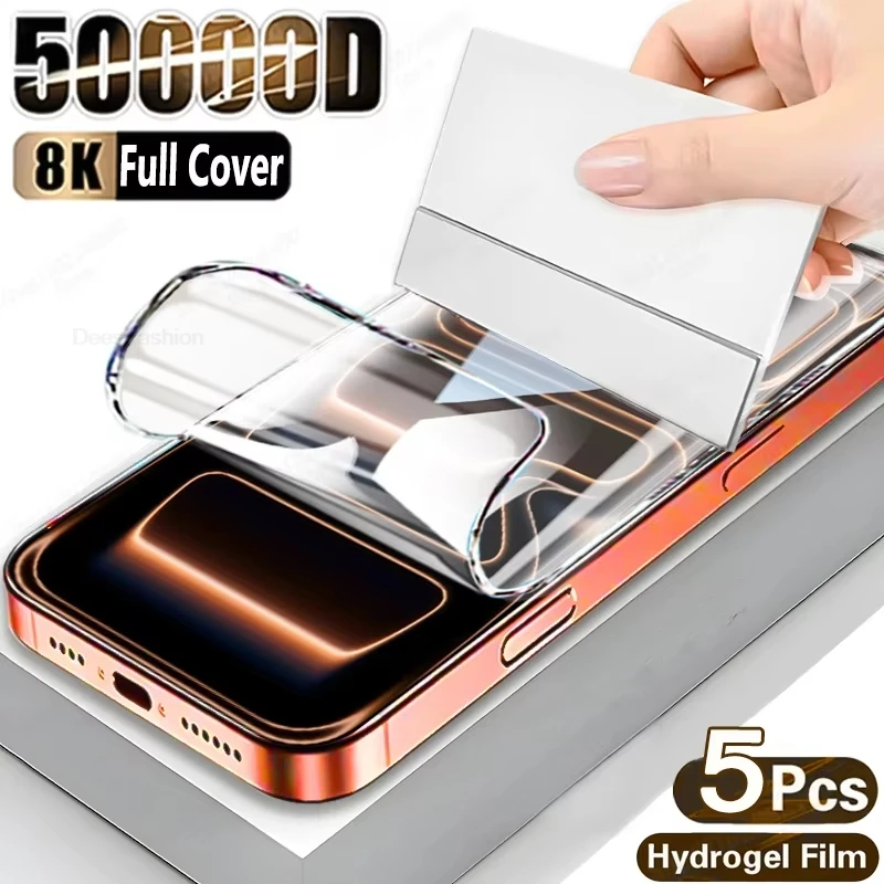 1-5PCS Vollständige Hydrogel-Schutzfolie für iPhone 17 18 Pro Max 16 15 14 11 13 12 Pro Max 7 8 Plus Mini 16e Air Displayschutzfolie