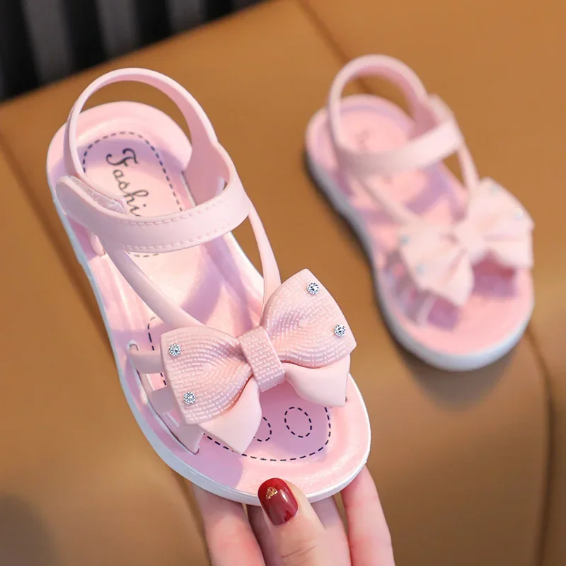 Girls Sandals 2025 Summer New Middle and Big Children\'s Soft Bottom Princess Breathable Children\'s Beach Sandals 2-10 Years Old