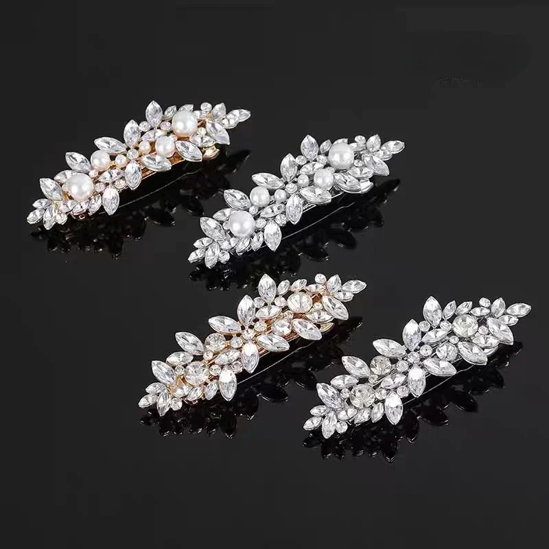 Colorful Crystal Hair Clip Round Pearl Barrettes Hairpin Barrette Hair Clips Women Girls Fashion Hair Accessories Gifts