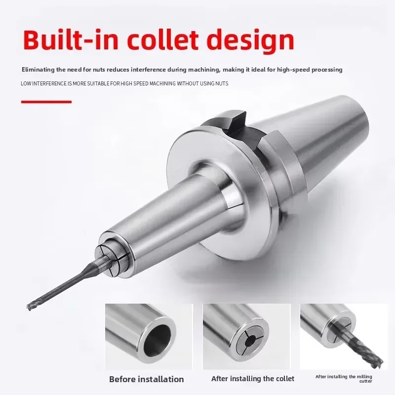 BT30 DC6 Collet Chuck 60L Long Rear Lock High Rigidity Tool Holder for CNC Machining Center Numerical Control Precision High