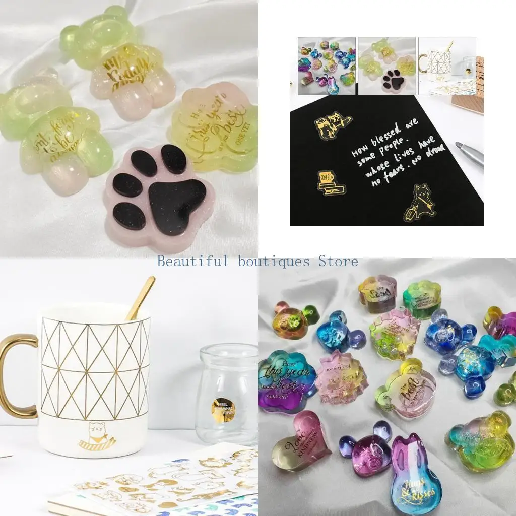 

U4LF 6Sheets UV Epoxy Resin Filling Material Cute Cats Stickers DIY Crafts Jewelry Making Filler Resin Mold Decorative Lables