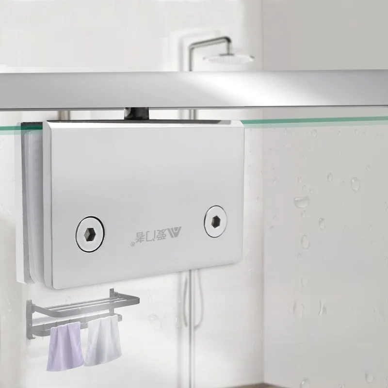 Glass Door Hinge Display Cabinet Door Hinge Upper And Lower Clamp Glass Shower Room Accessories 360 Degrees Rotation Clip