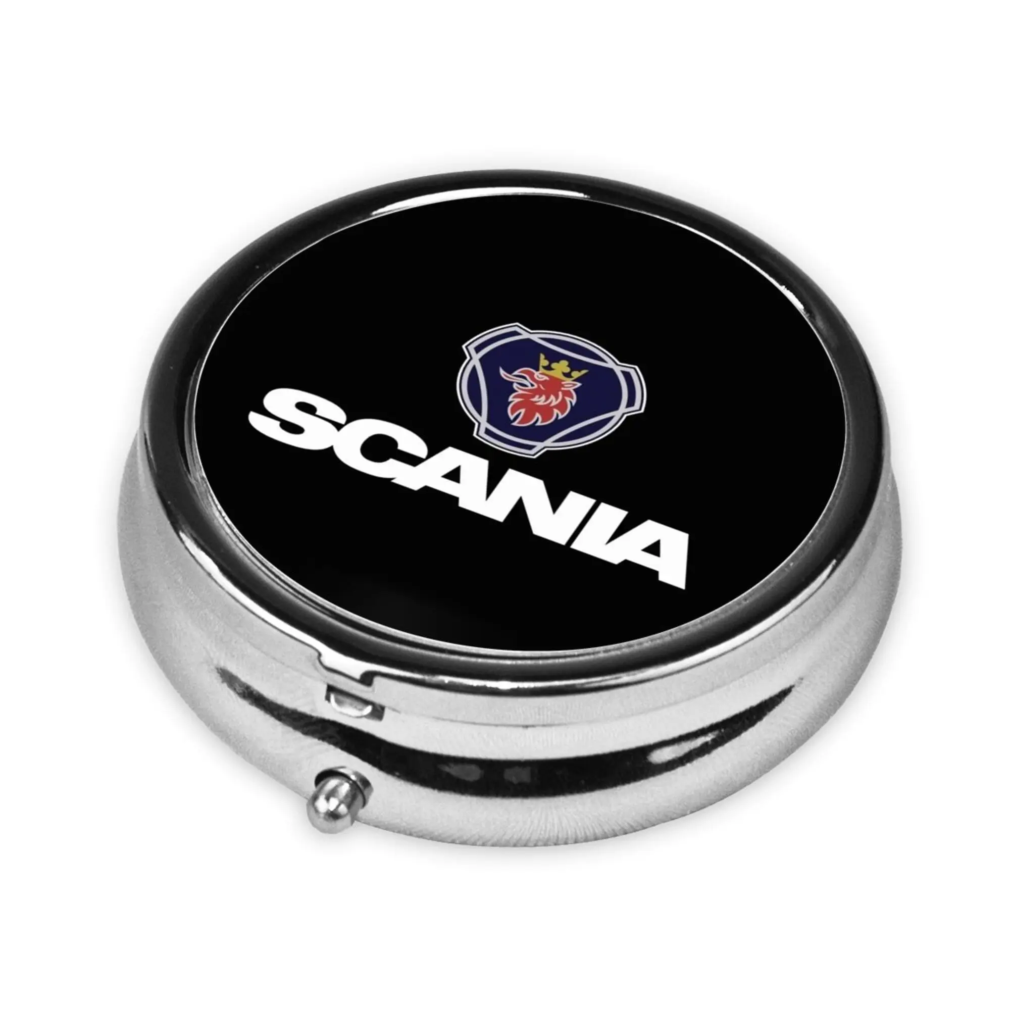 Scania Pill Box 3 Compartment Portable Pill Case for Pocket or Purse Pill Box Decorative Metal Medicine Vitamin Organizer Gifts