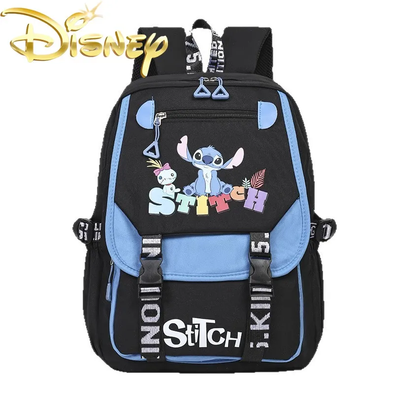 Disney Stitch New Fashion Schoolbag Cartoon Cute Student Schoolbag Large Capacity Student Backpack Travel Fashion High Quality