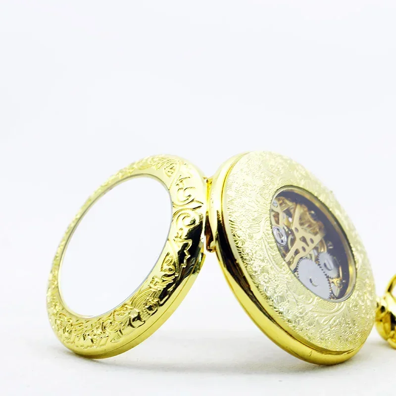 

Luxury Mechanical Pocket Watches Personalised Vintage Charm Gold Skeleton Hand Wind Fob Watches PJX1179