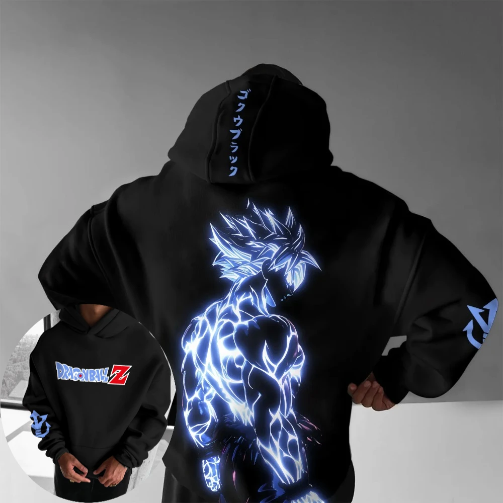Мужской свитер с капюшоном Dragon Ball Son Goku, японское аниме, весенне-осенняя детская одежда с длинными рукавами для мальчиков, одежда оверсайз для родителей и детей