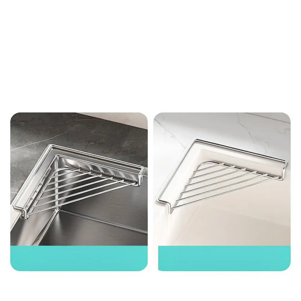 Kitchen Sink Drain Shelf Corner Storage Rack Stainless Steel Holder For Sponge Scrubber Rag Kitchen Organizer