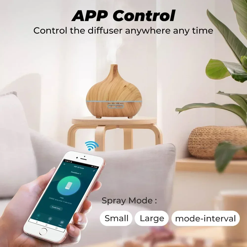 WiFi Smart 550ML Electric Aroma Diffuser Essential Oil Diffuser Air Humidifier Ultrasonic Remote Control Mist Maker Home