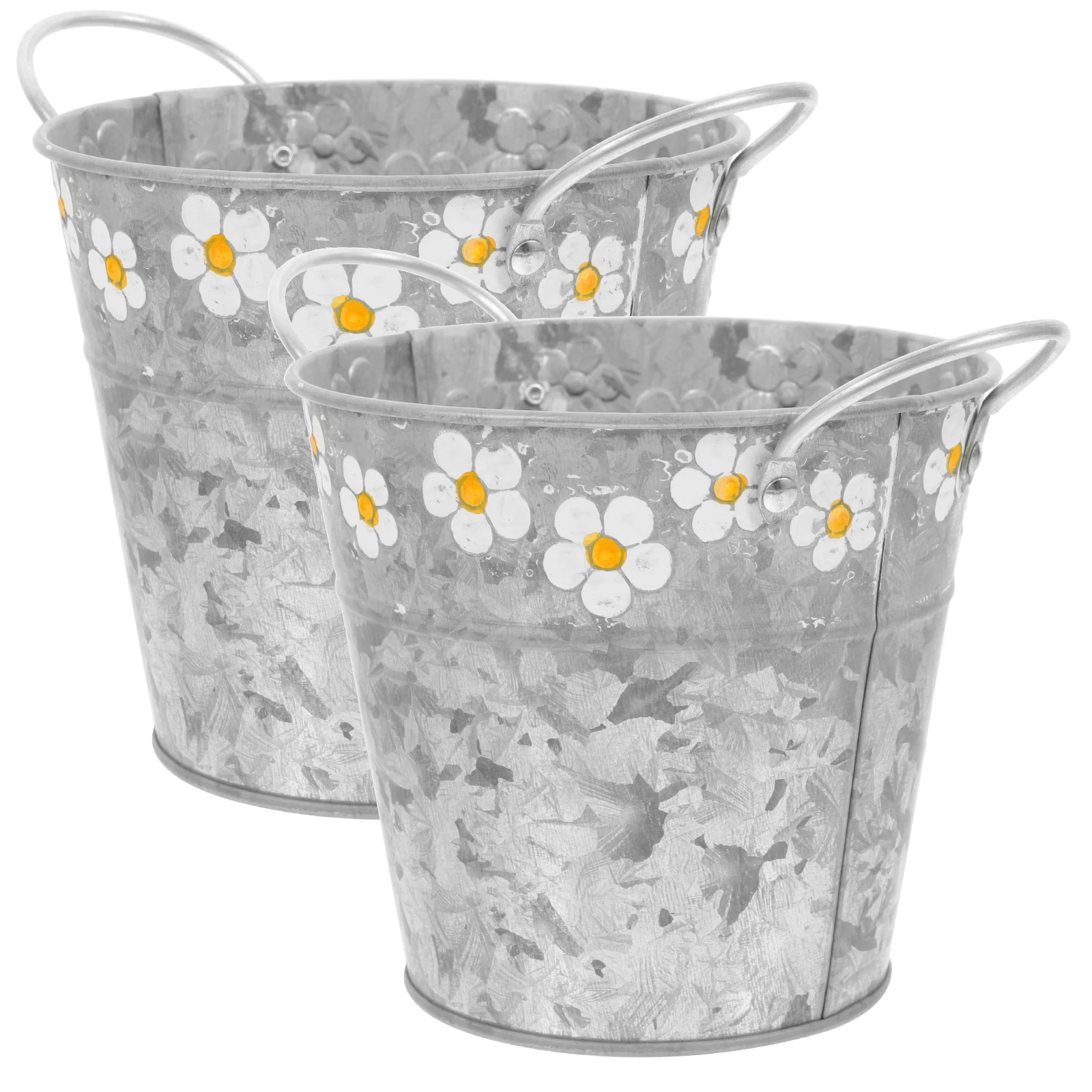 

2pcs Retro Flower Container Decor Pcs Vintage Decor Vase Planter Rustic Iron Safe Flower Bucket Arrangement Container