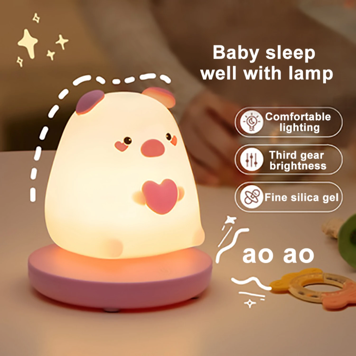 Luci notturne a LED dimmerabili - Adorabili lampade in silicone a forma di maiale e coniglio - Tocco perfetto di stravaganza per le camerette dei bambini - Id