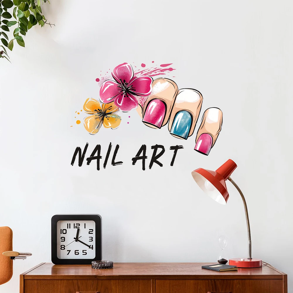 Beauty Nail Art Salon Butterfly Wall Stickers  Manicure Nial Beauty Wall Decal Bedroom Living Room Background Wall Decor