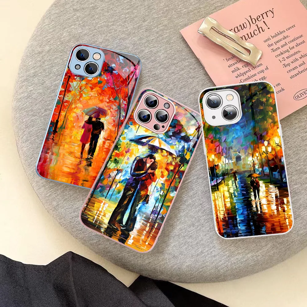 L-Leonid A-Afremov Oil Painting Phone Case Tempered Glass For iphone 14 13 12 11 Pro Mini XS MAX 14Plus X XS XR Cover