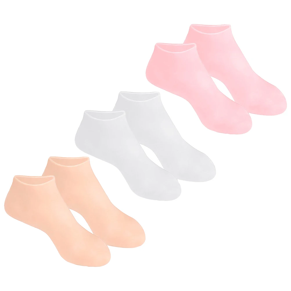 

3 Pairs Moisturizing Socks Elastic Anti-Cracking Foot Covers Reusable Dry Feet Protection Cracked Heels Repairing Boat Socks For