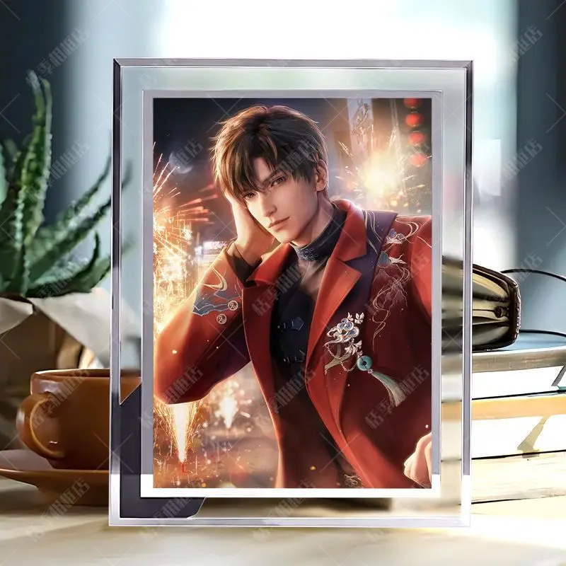 Marco de fotos de cristal Love and Deepspace Zayne, impresión HD, decoración de escritorio, Material de vidrio, periférico de animé, regalo para amigos