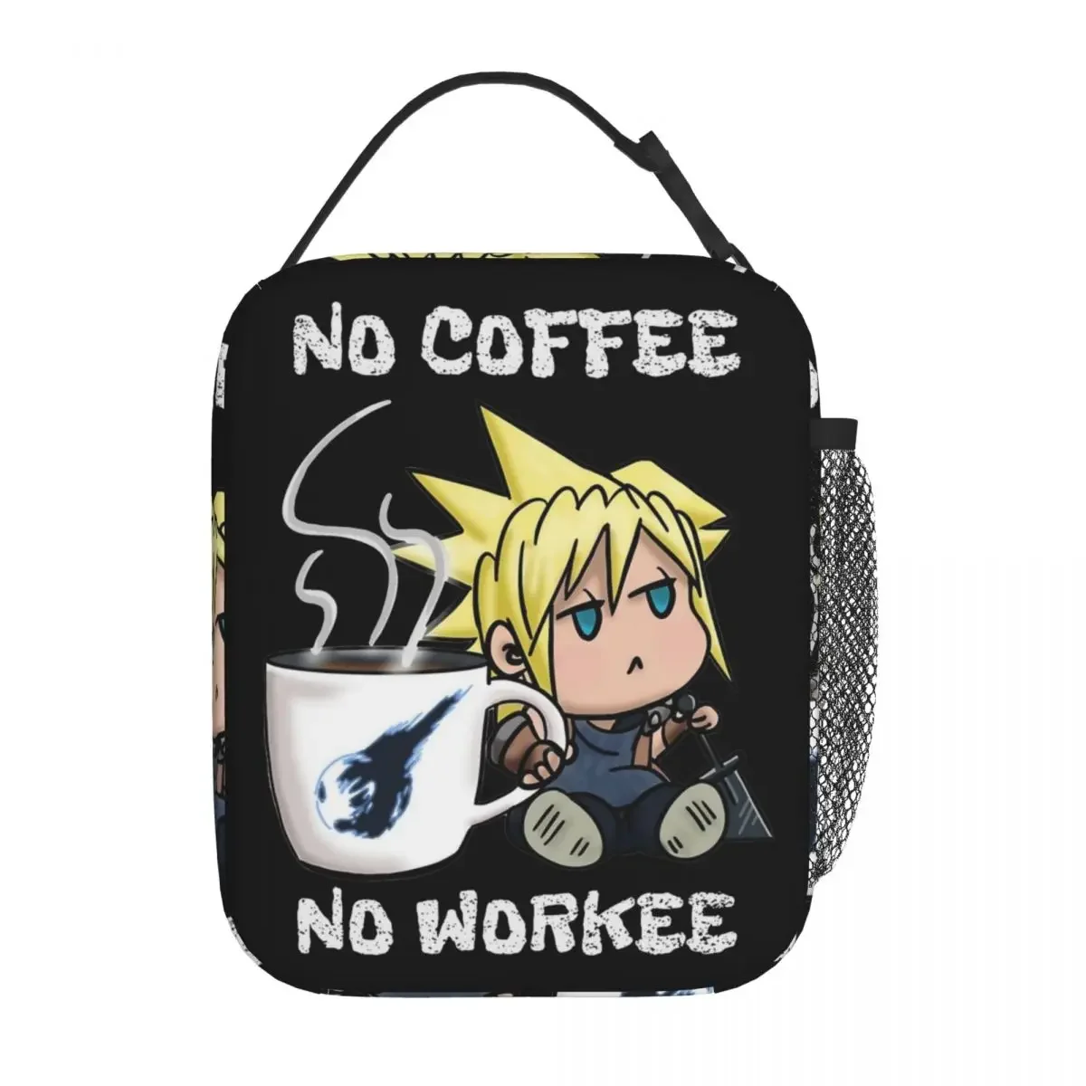 

Chibi Cloud No Coffee No Workee Final Fantasy 7 Insulated Lunch Bag Lunch Container Cooler Bag Tote Lunch Box Food Handbags