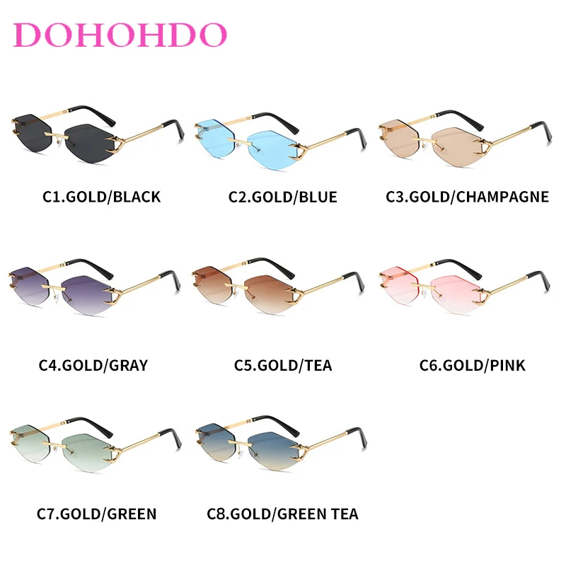 DOHOHDO 2025 nuevo UV400 personalidad clásica gafas sin marco gafas de sol de moda Casual Hip Hop tendencia gafas de sol hombres y mujeres