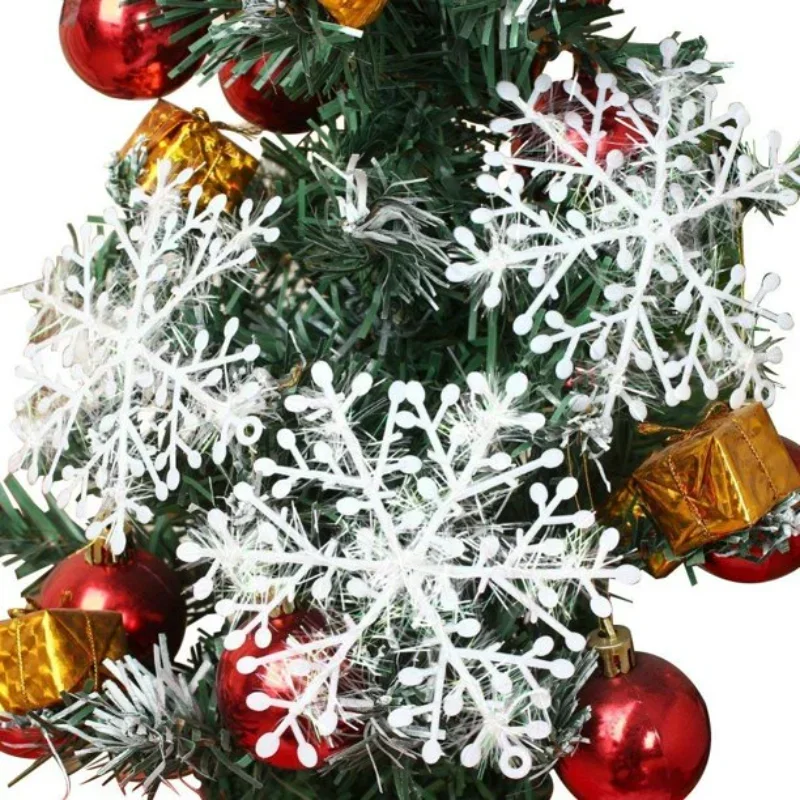 3-150PCS Christmas Snowflake Decoration White Glitter Fake Snowflake DIY Xmas Tree Hanging Pendents New Year Home Party Ornament