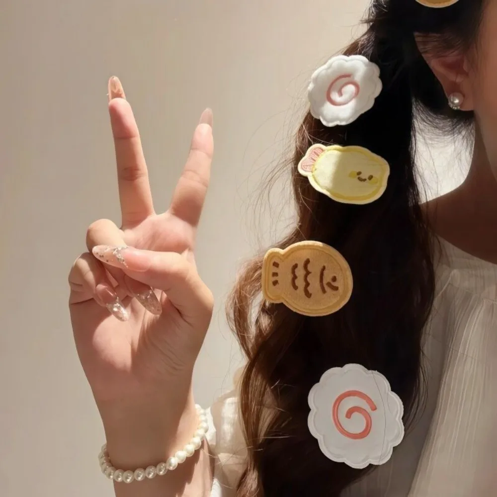 Soft Velvet Fringe Hair Fixing Stickers Shrimp Cute Food Pattern Bangs Hair Stickers Easy Application Fish Cake
