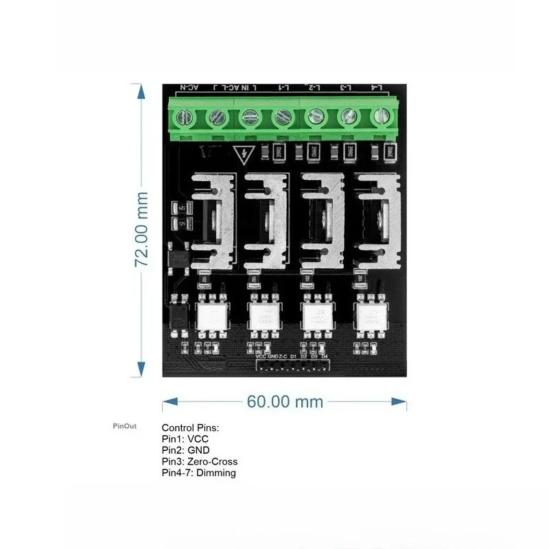 4 Channel Dimming Power Module 3.3V 5V Logic AC Control Board Multi-channel Voltage Lighting Drive Circuit Hardware